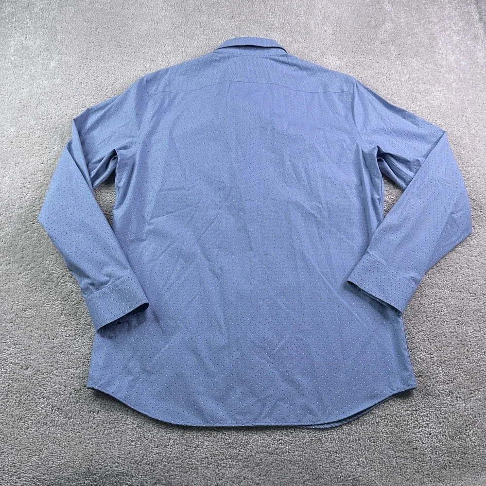 Banana Republic Shirt Mens Large Blue Geometric Slim Fit Non‎ Iron Button Up